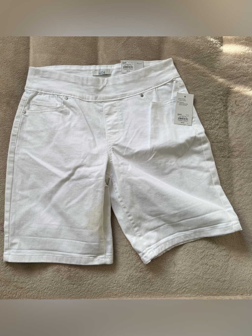 croft & barrow White Flat-Front Pull-On Men's Shorts